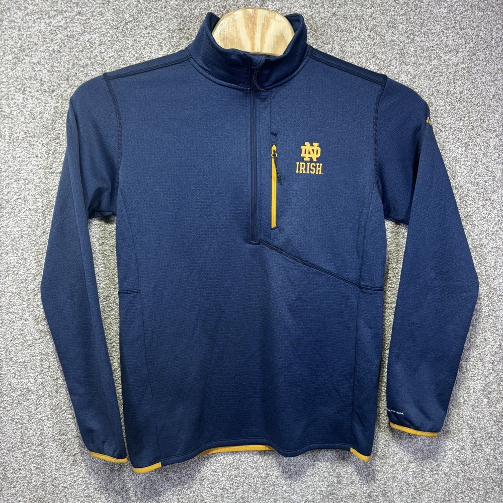 Notre Dame Fighting Irish Sweatshirt Mens Medium Blue Columbia XO4617 Qtr Zip